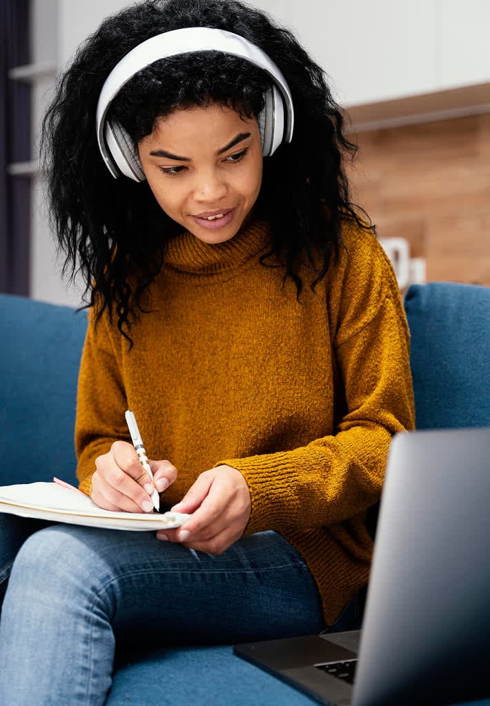 Student with headphones