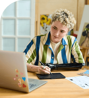 Student studying